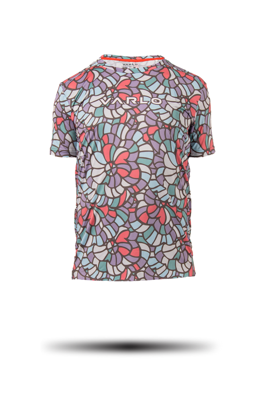 Product ghost shirt of the Varlo mens Explorer Crew Cycle shirt in terra blue from the 2025 gravel series.