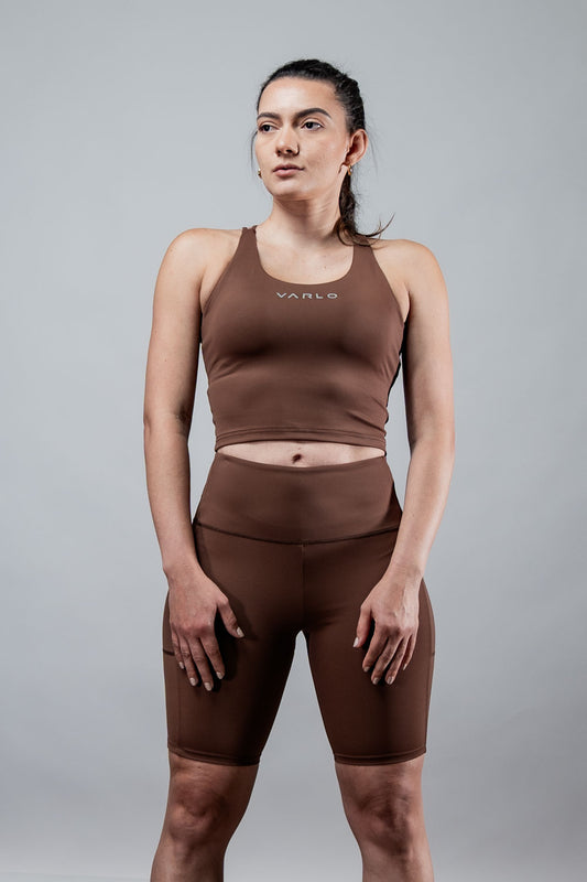 Women's SOHO Cross Back Crop Tank (City Mocha)