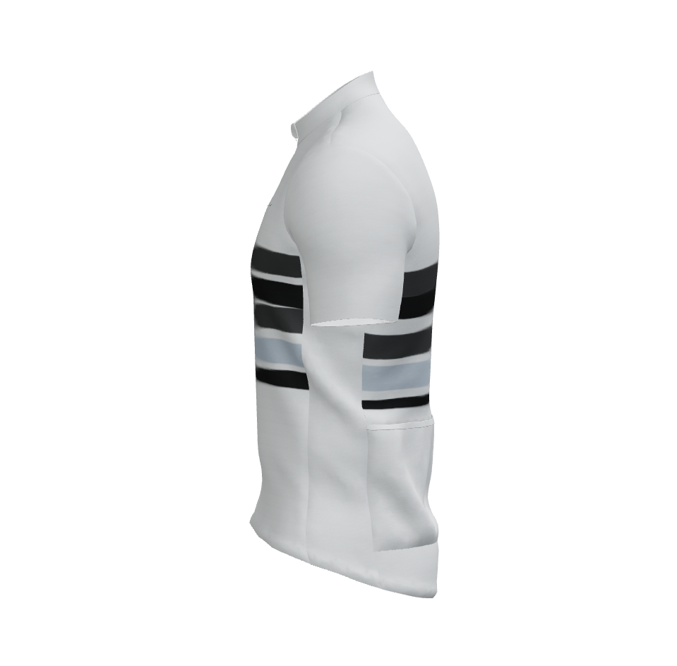 Left side product view of a cycling jersey design.