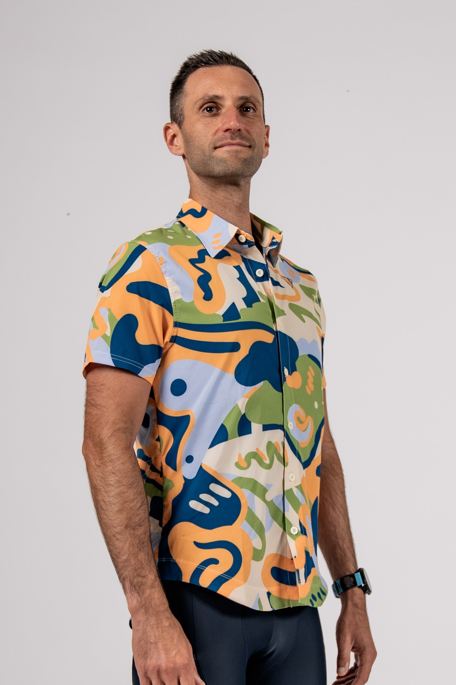 Varlo Men's Touring Tech Button Cycling Shirt (Maestro Multi)