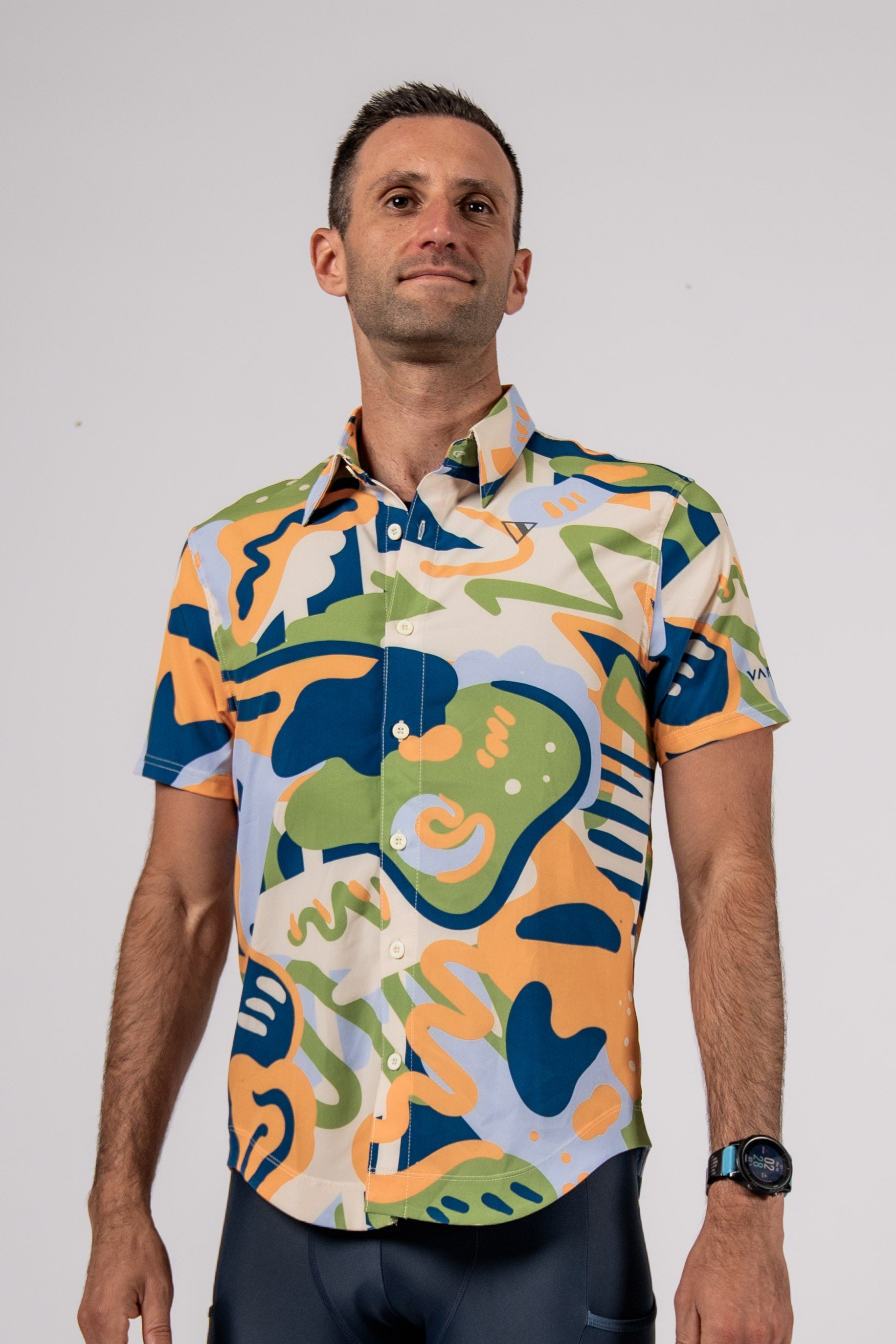 Varlo Men's Touring Tech Button Cycling Shirt (Maestro Multi)