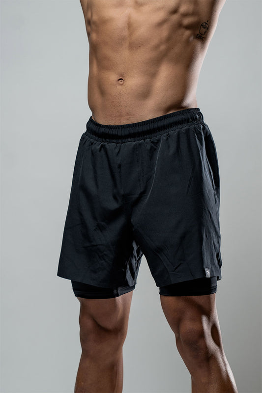 Men's Hybrid Performance 2-in-1 Shorts (Black)