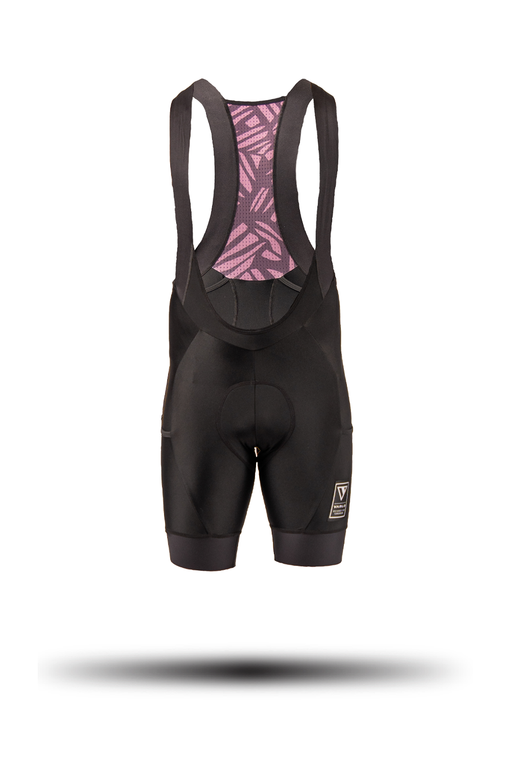 Product ghost shot of the mens Varlo roam cargo cycling bib pulse purple.