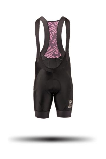 Product ghost shot of the mens Varlo roam cargo cycling bib pulse purple.