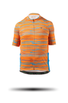 Product ghost shot of the Pioneer Gravel Jersey colored path orange in the new Varlo 2025 gravel series.