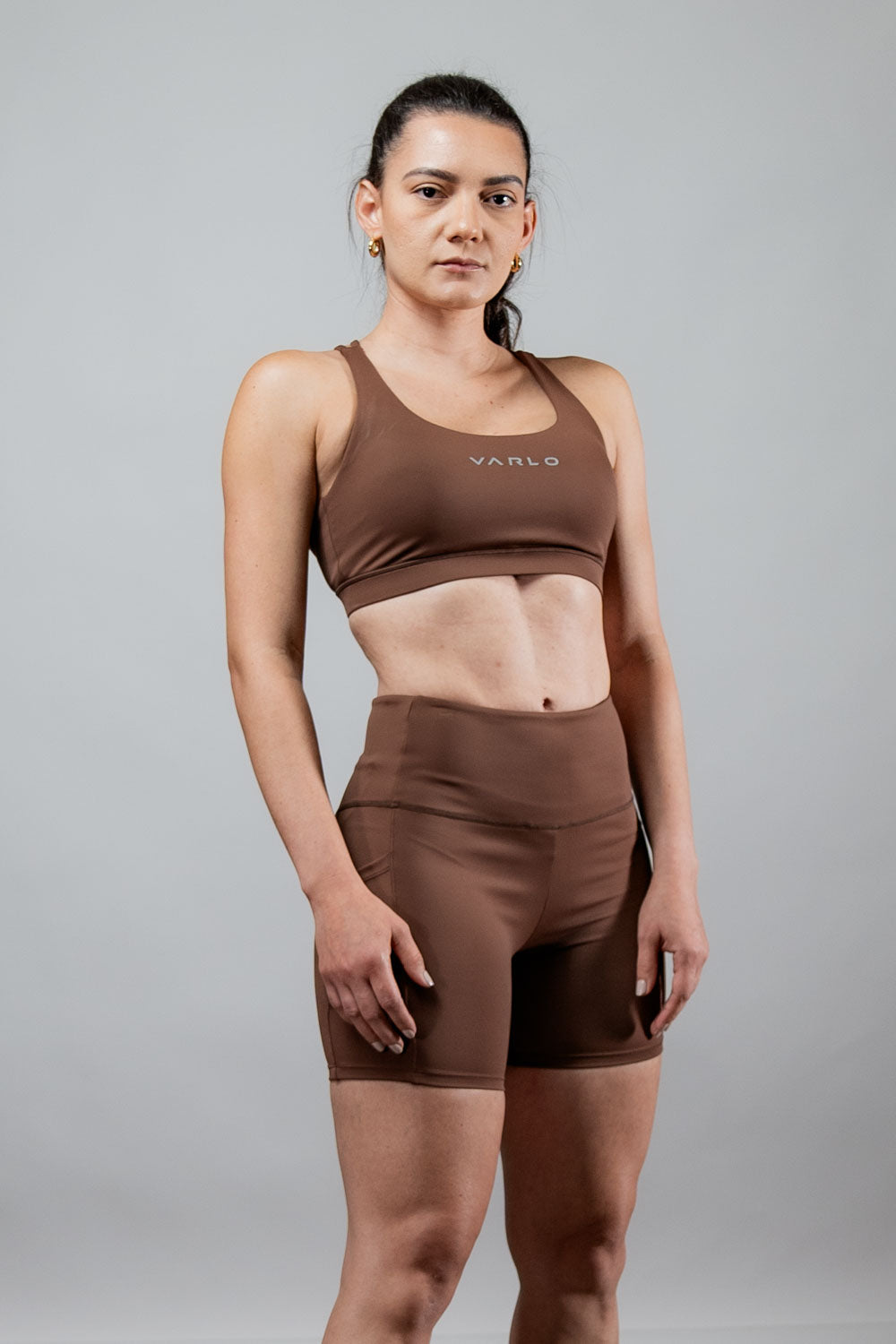 HATOPANTS Women's High Waisted Cotton Bike Shorts - Mid Thigh Workout & Exercise Shorts (Chocolate, Medium)
