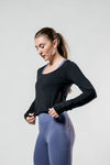 Women's Terra Arc Long Sleeve Crop (Black)
